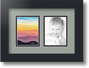 ArtToFrames Collage Mat Picture Photo Frame 2 3x4" Openings in Satin Black 39