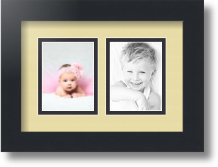 ArtToFrames Collage Mat Picture Photo Frame 2 3x4" Openings in Satin Black 39