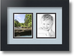 ArtToFrames Collage Mat Picture Photo Frame 2 3x4" Openings in Satin Black 39