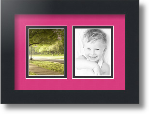 ArtToFrames Collage Mat Picture Photo Frame 2 3x4" Openings in Satin Black 39