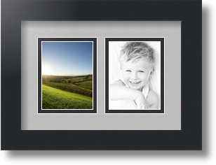 ArtToFrames Collage Mat Picture Photo Frame 2 3x4" Openings in Satin Black 39