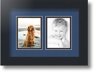 ArtToFrames Collage Mat Picture Photo Frame 2 3x4" Openings in Satin Black 39