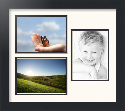 thumbnail image 2 of ArtToFrames Satin Black Collage Picture Frame With 3 Openings For 5x7 Photos 2 of 4