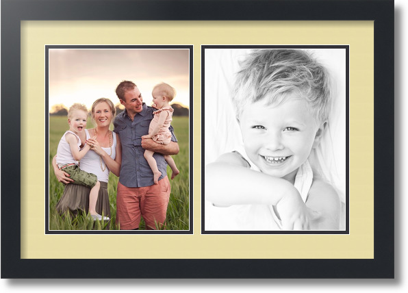 ArtToFrames Collage Photo Frame Double Mat with 2-8.5x11 Openings and Satin Black Frame 