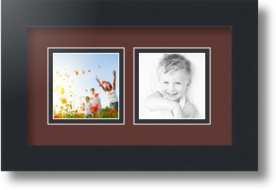 ArtToFrames Collage Mat Picture Photo Frame 2 3x3" Openings in Satin Black 42