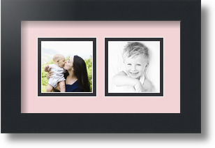 ArtToFrames Collage Mat Picture Photo Frame 2 3x3" Openings in Satin Black 42