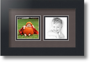 ArtToFrames Collage Mat Picture Photo Frame 2 3x3" Openings in Satin Black 42