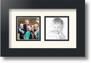 ArtToFrames Collage Mat Picture Photo Frame 2 3x3" Openings in Satin Black 42