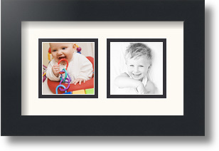 ArtToFrames Collage Mat Picture Photo Frame 2 3x3" Openings in Satin Black 42