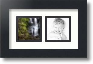 ArtToFrames Collage Mat Picture Photo Frame 2 3x3" Openings in Satin Black 42