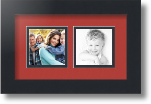 ArtToFrames Collage Mat Picture Photo Frame 2 3x3" Openings in Satin Black 42