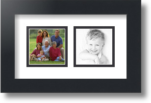 ArtToFrames Collage Mat Picture Photo Frame 2 3x3" Openings in Satin Black 42