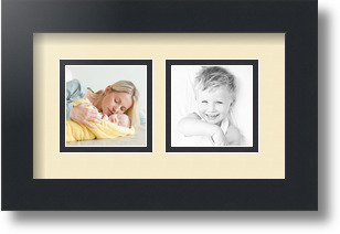 ArtToFrames Collage Mat Picture Photo Frame 2 3x3" Openings in Satin Black 42