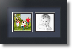 ArtToFrames Collage Mat Picture Photo Frame 2 3x3" Openings in Satin Black 42