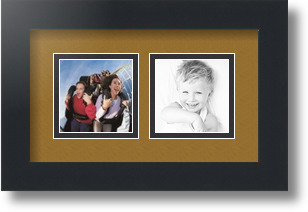 ArtToFrames Collage Mat Picture Photo Frame 2 3x3" Openings in Satin Black 42