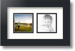 ArtToFrames Collage Mat Picture Photo Frame 2 3x3" Openings in Satin Black 42