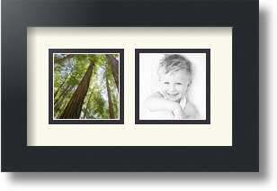 ArtToFrames Collage Mat Picture Photo Frame 2 3x3" Openings in Satin Black 42