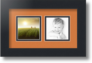 ArtToFrames Collage Mat Picture Photo Frame 2 3x3" Openings in Satin Black 42