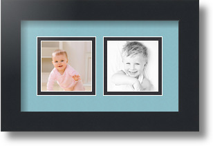 ArtToFrames Collage Mat Picture Photo Frame 2 3x3" Openings in Satin Black 42