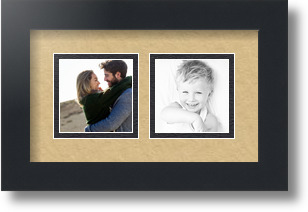 ArtToFrames Collage Mat Picture Photo Frame 2 3x3" Openings in Satin Black 42