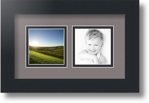 ArtToFrames Collage Mat Picture Photo Frame 2 3x3" Openings in Satin Black 42