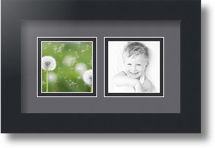 ArtToFrames Collage Mat Picture Photo Frame 2 3x3" Openings in Satin Black 42