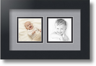 ArtToFrames Collage Mat Picture Photo Frame 2 3x3" Openings in Satin Black 42