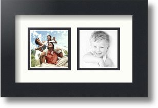 ArtToFrames Collage Mat Picture Photo Frame 2 3x3" Openings in Satin Black 42