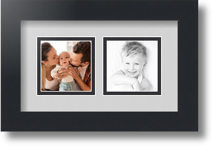 ArtToFrames Collage Mat Picture Photo Frame 2 3x3" Openings in Satin Black 42