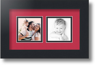 ArtToFrames Collage Mat Picture Photo Frame 2 3x3" Openings in Satin Black 42