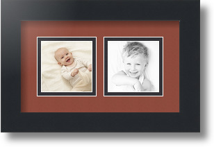 ArtToFrames Collage Mat Picture Photo Frame 2 3x3" Openings in Satin Black 42