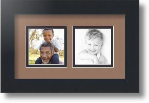 ArtToFrames Collage Mat Picture Photo Frame 2 3x3" Openings in Satin Black 42