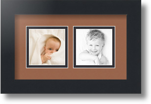 ArtToFrames Collage Mat Picture Photo Frame 2 3x3" Openings in Satin Black 42