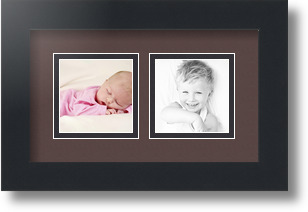 ArtToFrames Collage Mat Picture Photo Frame 2 3x3" Openings in Satin Black 42