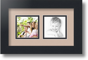 ArtToFrames Collage Mat Picture Photo Frame 2 3x3" Openings in Satin Black 42