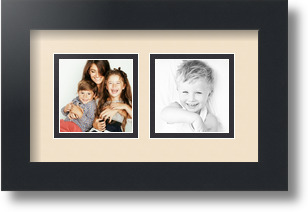 ArtToFrames Collage Mat Picture Photo Frame 2 3x3" Openings in Satin Black 42