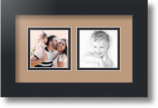 ArtToFrames Collage Mat Picture Photo Frame 2 3x3" Openings in Satin Black 42