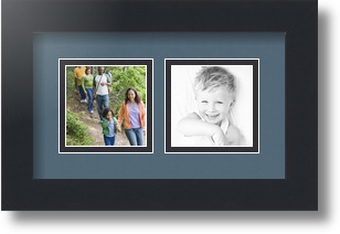 ArtToFrames Collage Mat Picture Photo Frame 2 3x3" Openings in Satin Black 42