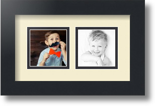 ArtToFrames Collage Mat Picture Photo Frame 2 3x3" Openings in Satin Black 42