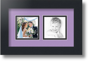 ArtToFrames Collage Mat Picture Photo Frame 2 3x3" Openings in Satin Black 42