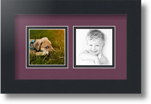 ArtToFrames Collage Mat Picture Photo Frame 2 3x3" Openings in Satin Black 42