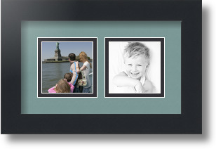 ArtToFrames Collage Mat Picture Photo Frame 2 3x3" Openings in Satin Black 42