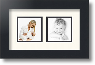 ArtToFrames Collage Mat Picture Photo Frame 2 3x3" Openings in Satin Black 42