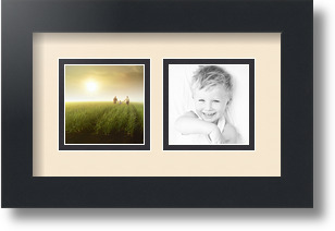 ArtToFrames Collage Mat Picture Photo Frame 2 3x3" Openings in Satin Black 42