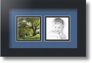 ArtToFrames Collage Mat Picture Photo Frame 2 3x3" Openings in Satin Black 42