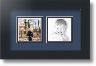 ArtToFrames Collage Mat Picture Photo Frame 2 3x3" Openings in Satin Black 42