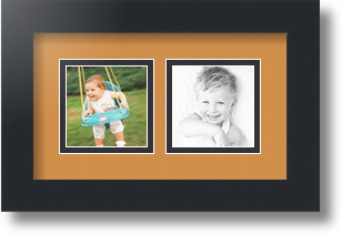 ArtToFrames Collage Mat Picture Photo Frame 2 3x3" Openings in Satin Black 42