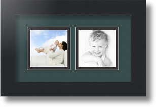 ArtToFrames Collage Mat Picture Photo Frame 2 3x3" Openings in Satin Black 42