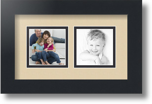 ArtToFrames Collage Mat Picture Photo Frame 2 3x3" Openings in Satin Black 42