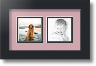 ArtToFrames Collage Mat Picture Photo Frame 2 3x3" Openings in Satin Black 42